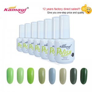 Kamayi Vânzare la cald 15ml Profesionist organic Uv Culoare Gel de lacuri de unghii Stil verde de lac pentru unghii Art